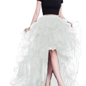 Chic White High-Low Tulle Skirt